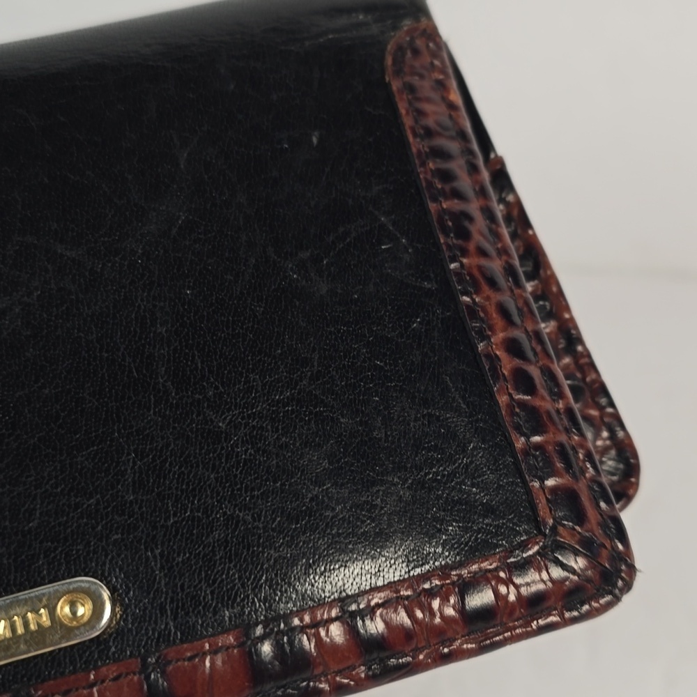 Brahmin Ady Tuscan Collection Wallet Black Leather Brown Croc Embossed Trim - Picture 3 of 12